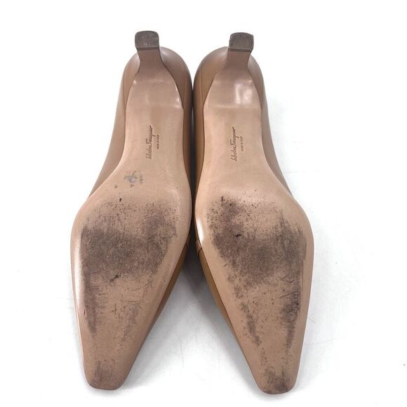 Salvatore Ferragamo Raffaella Brown Kitten Heel Square Toe Pumps Heels - Picture 12 of 13